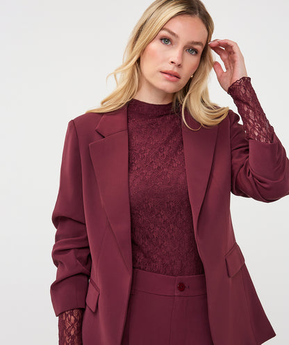 Esqualo Burgundy 3/4 Sleeve Blazer