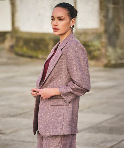 Esqualo Burgundy Houndstooth Blazer
