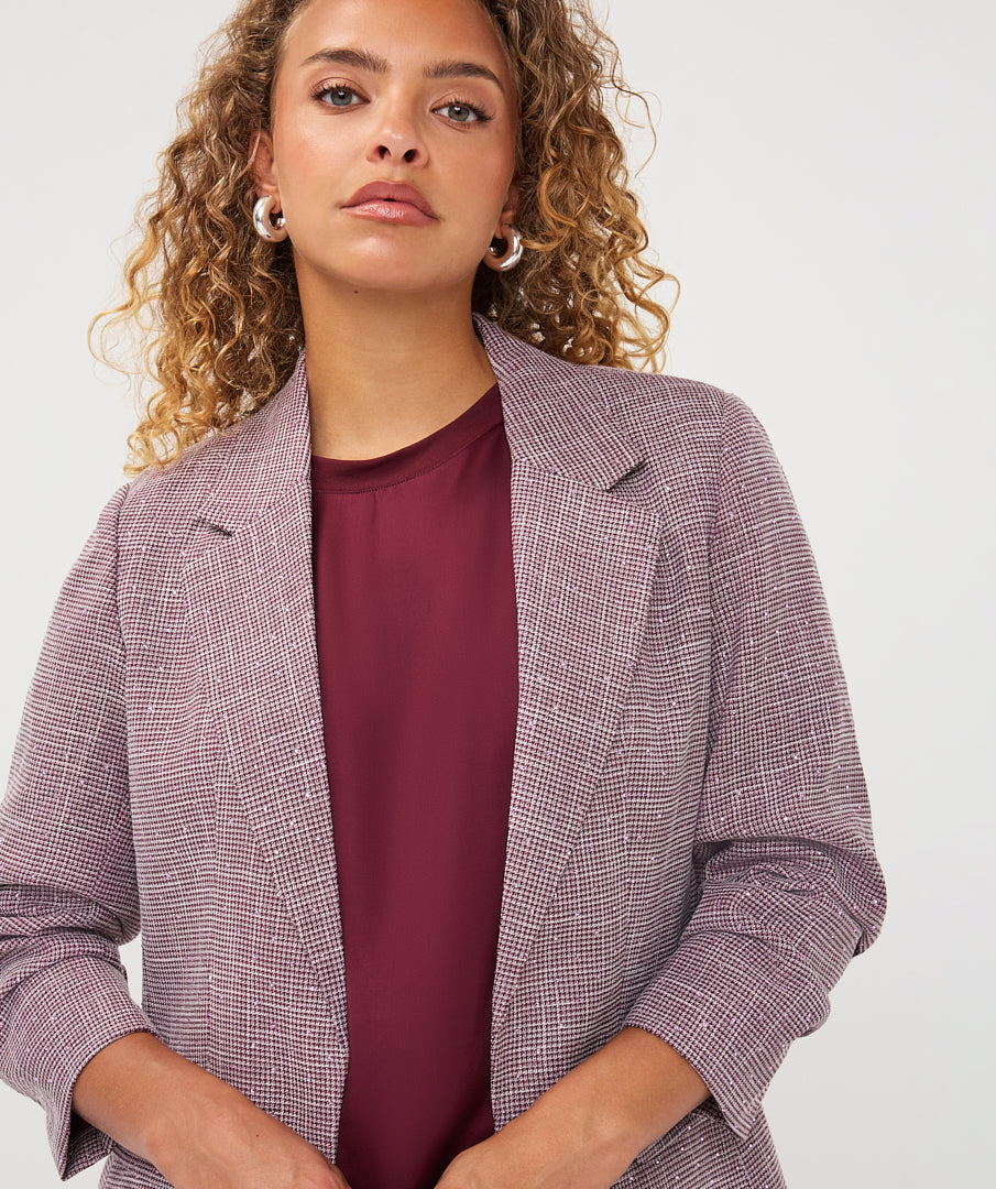 Esqualo Burgundy Houndstooth Blazer