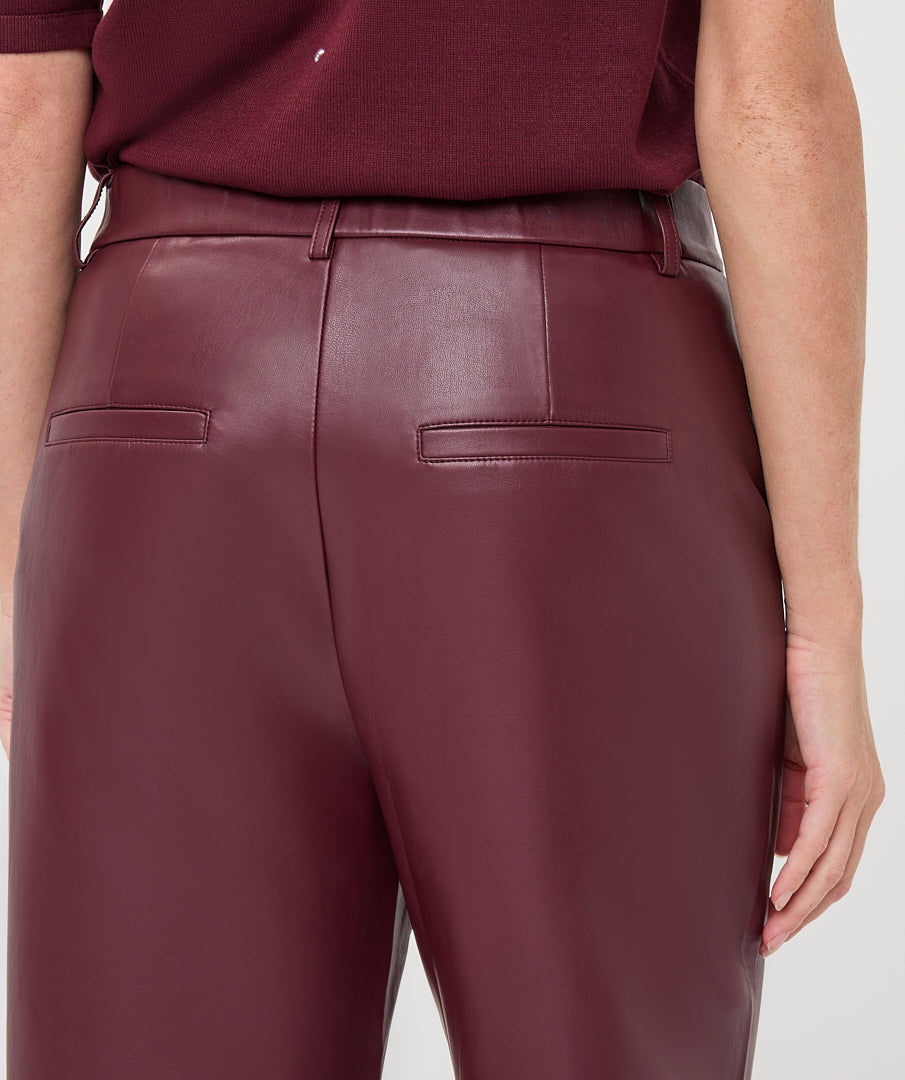 Esqualo Burgundy Faux Leather Trousers