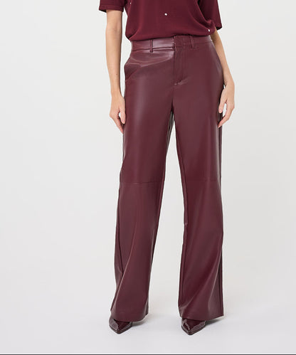 Esqualo Burgundy Faux Leather Trousers