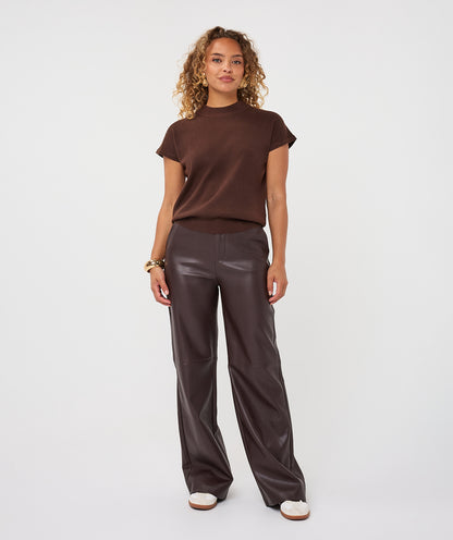 Esqualo Cacao Faux Leather Trousers