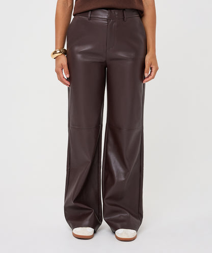 Esqualo Cacao Faux Leather Trousers