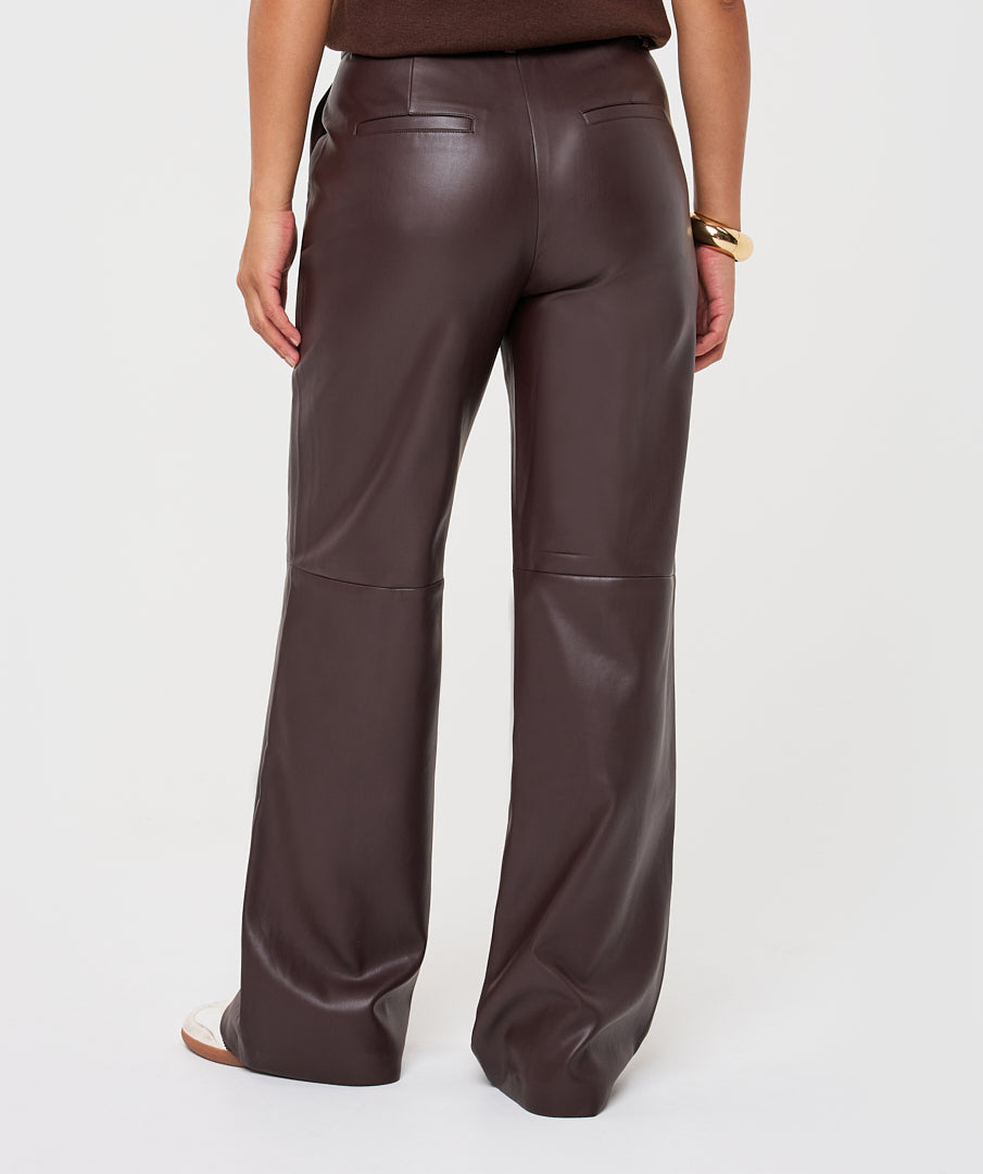 Esqualo Cacao Faux Leather Trousers