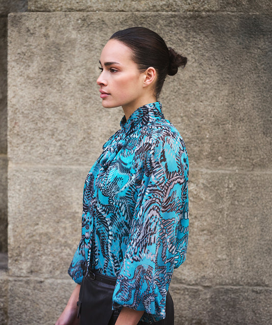 Esqualo Blue Print Blouse