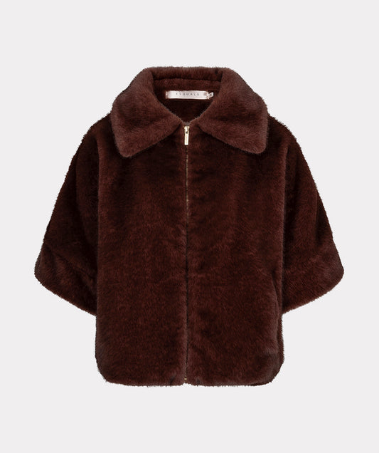 Esqualo Burgundy Faux Fur Poncho