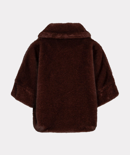 Esqualo Burgundy Faux Fur Poncho