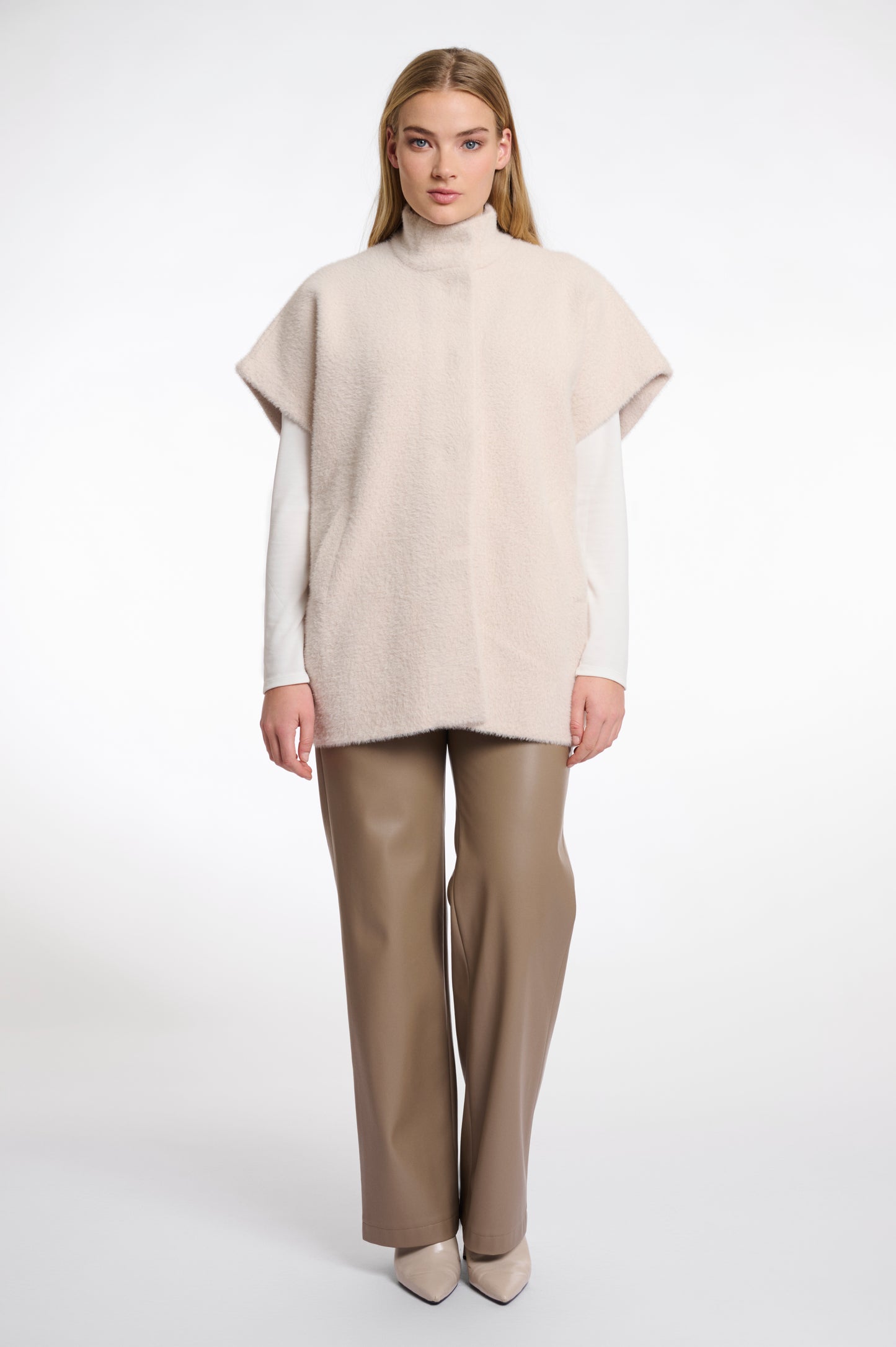 Pale Neutral Short Sleeve Cape