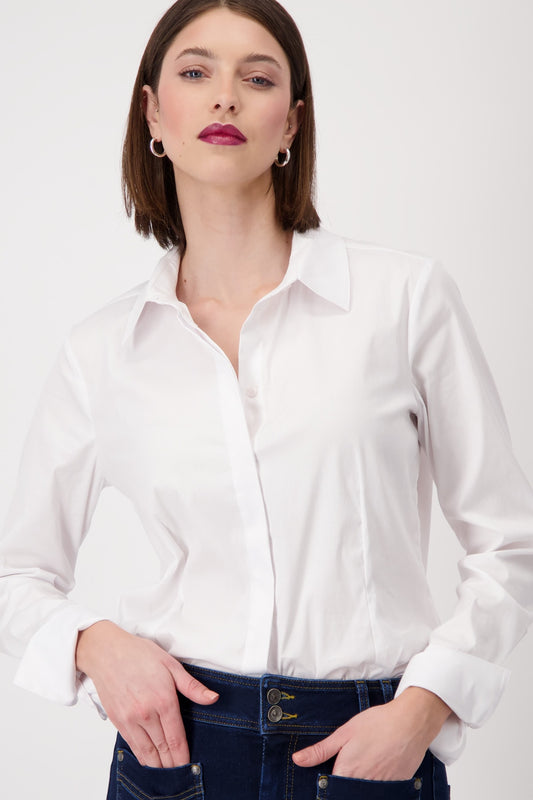 Monari White Shirt Collar Blouse