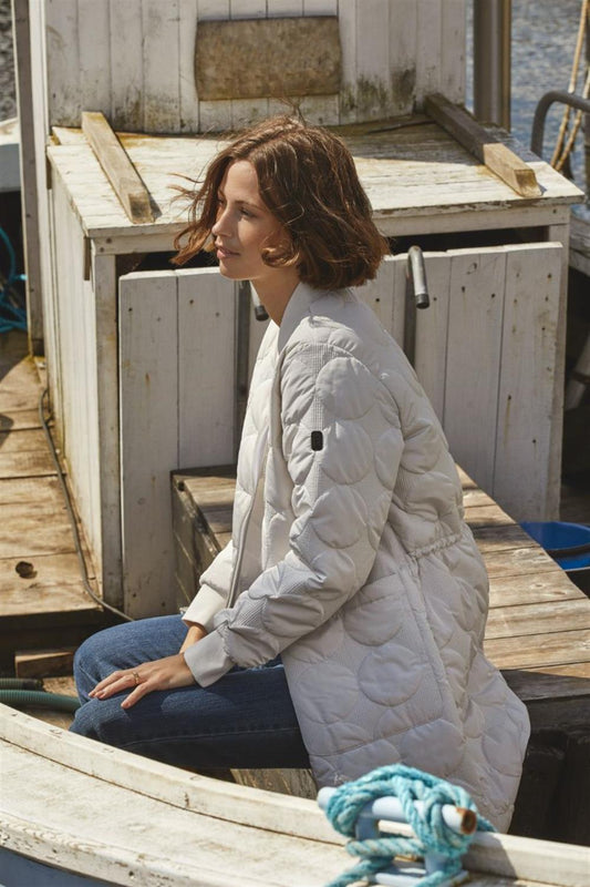 White Quilted Long Jacket