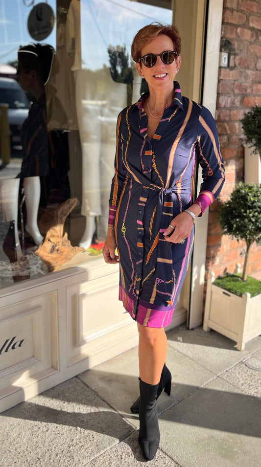 Purple Shirt Dress with Tie Detail