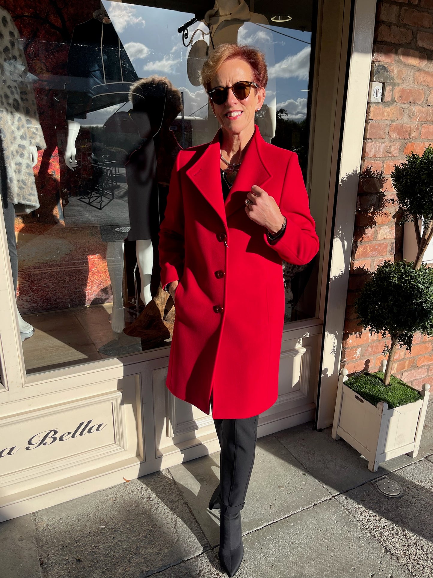 Christina Felix Red Wool & Cashmere 3/4 Length Coat