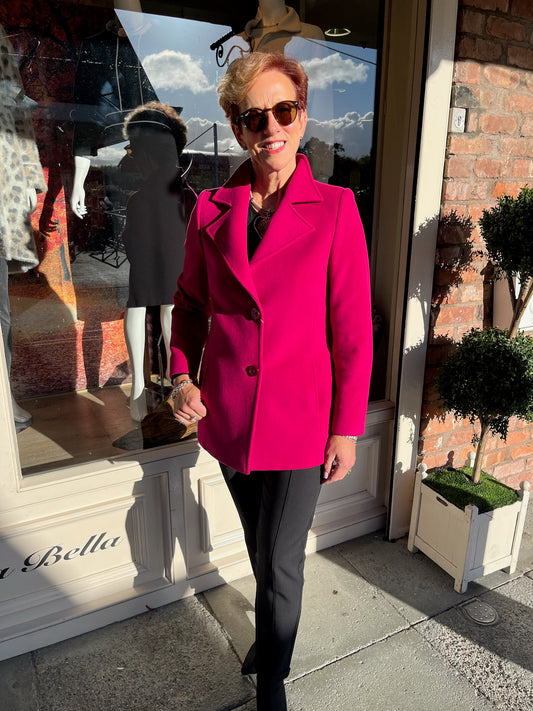 Christina Felix Raspberry Wool Car Coat