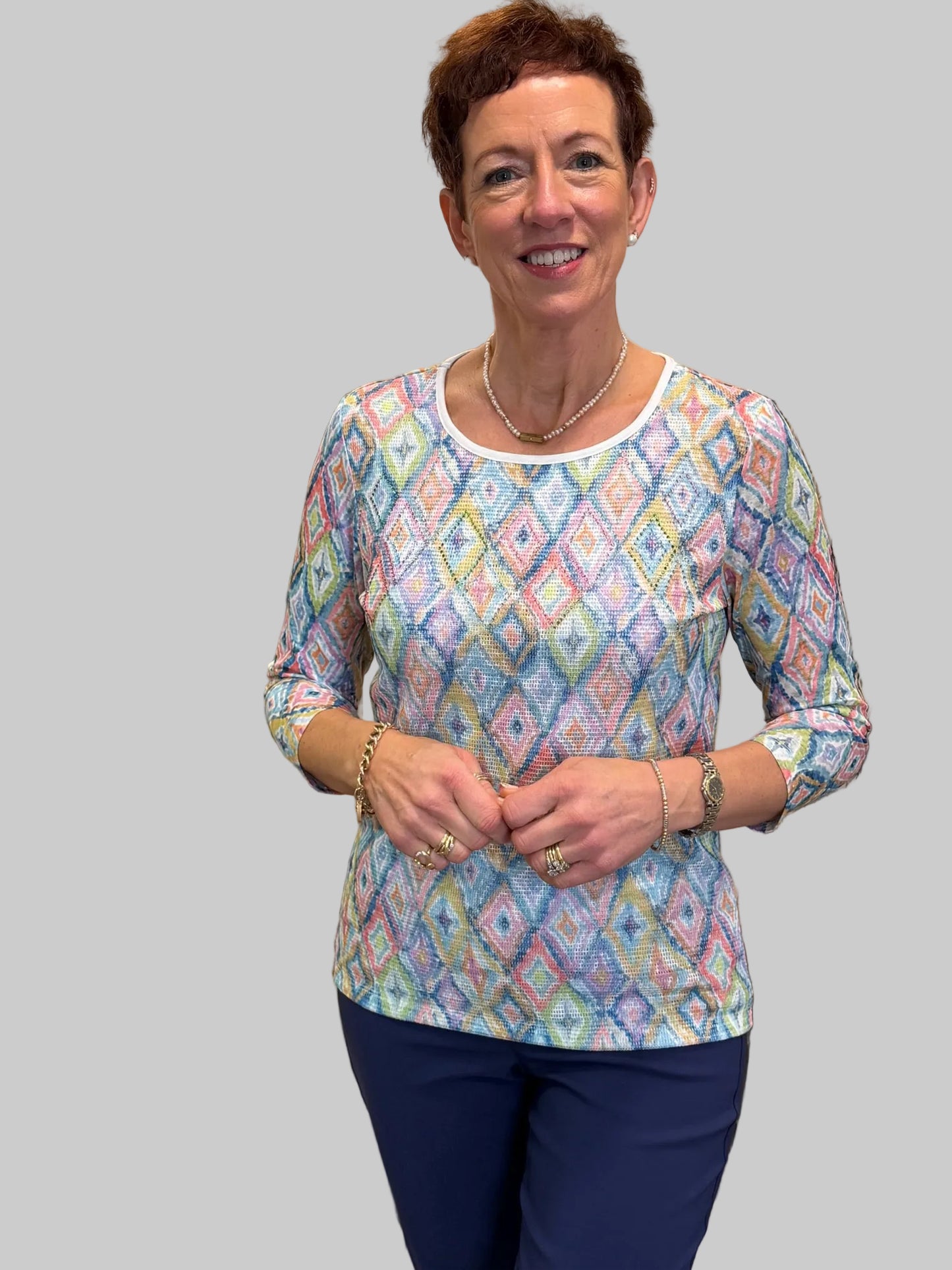 Libra Pastel Diamond Print Top