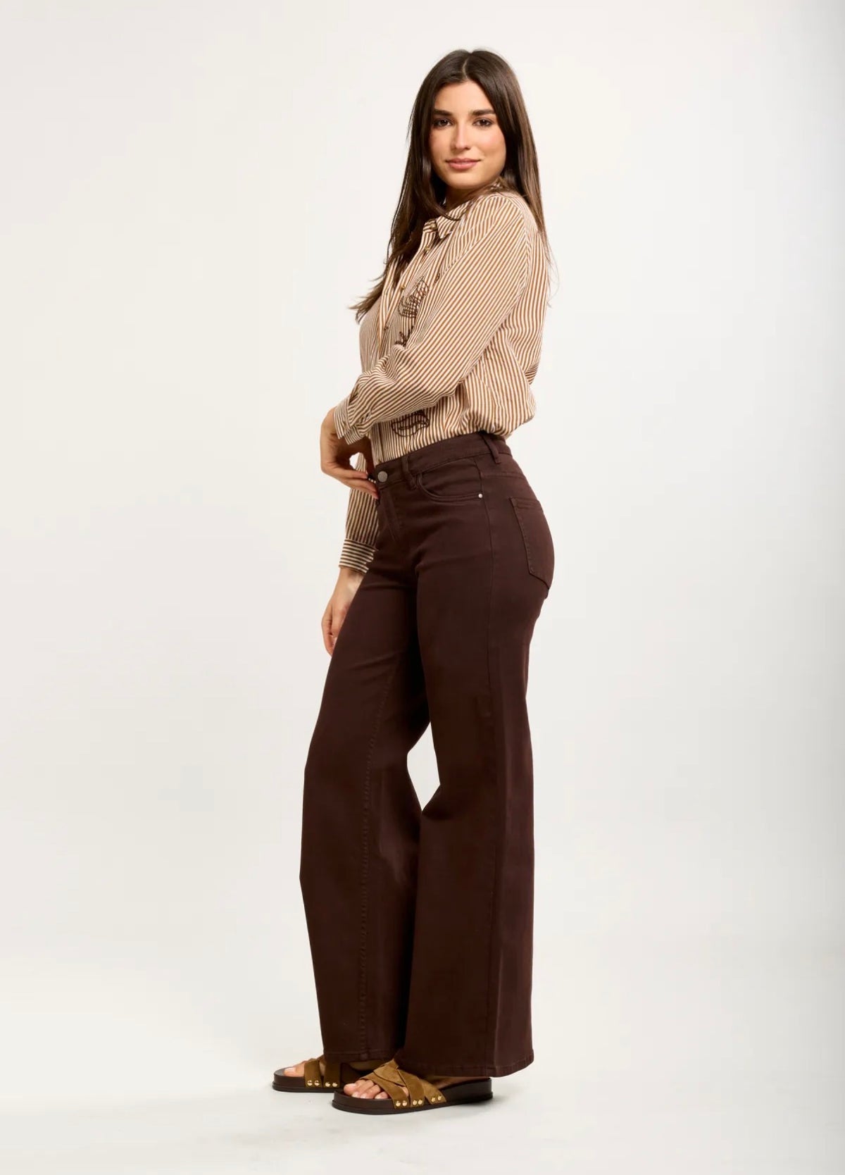 Brown Flare Denim Jeans