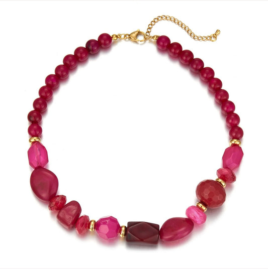 Fuchsia Beaded Necklace