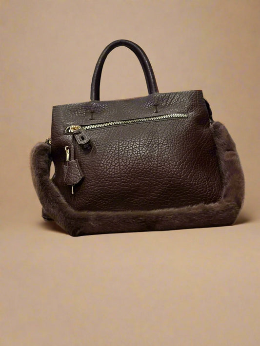 Brown Fur Handle Bag