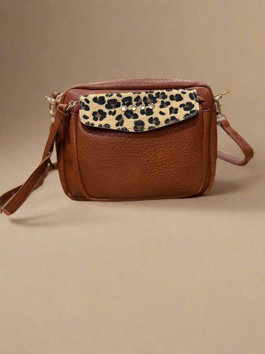 Tan & Leopard Print Crossbody