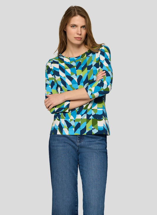 Rabe Blue Geometric Print Top