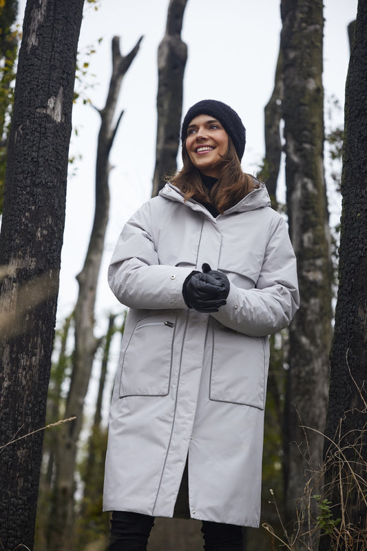 Silver Grey Hooded Rain Coat