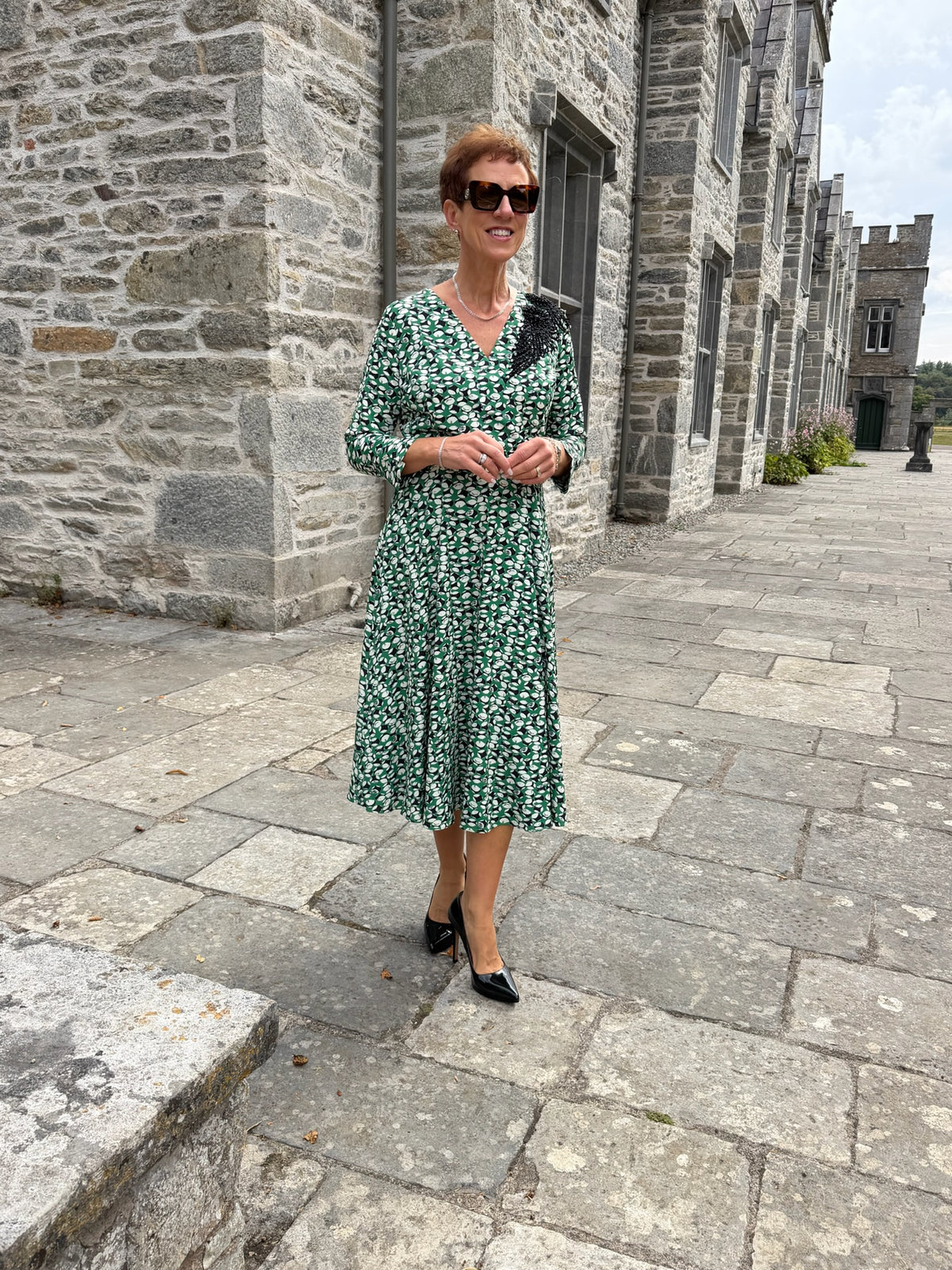 Lizabella Apple Green Print Dress