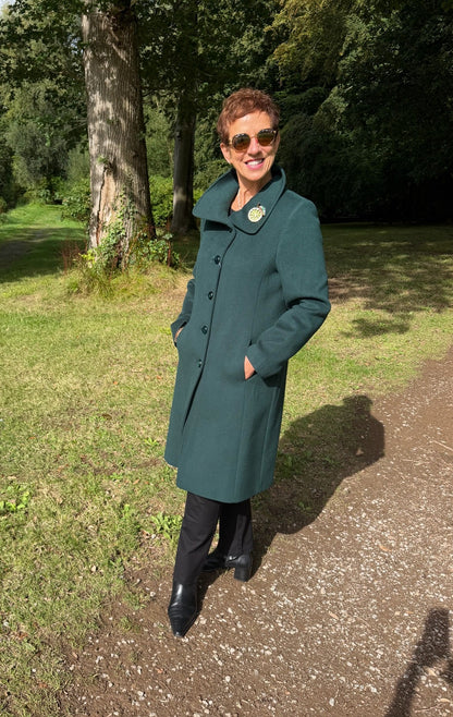 Christina Felix Bottle Green Wool & Cashmere Long Coat