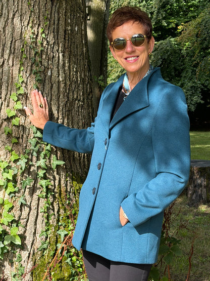 Christina Felix Teal Wool Short Coat
