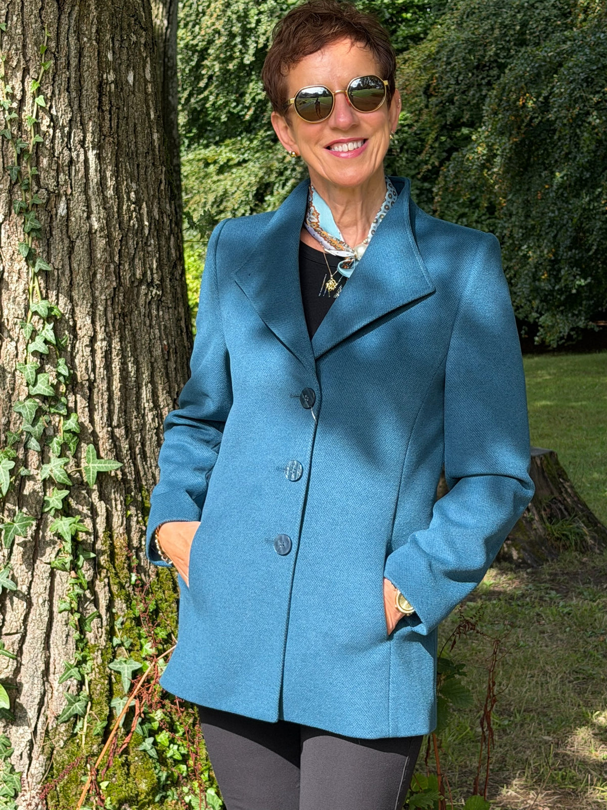 Christina Felix Teal Wool Short Coat