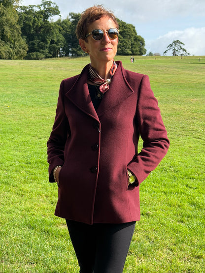 Christina Felix Wine Wool Short Coat