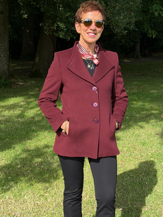 Christina Felix Wine Wool Short Coat