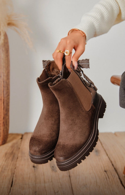 Brown Suede Chelsea Style Boots