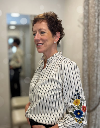 Embroidered Sleeve Blouse