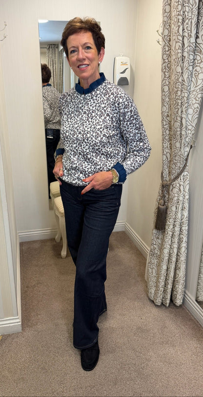 Navy Leopard Print knit