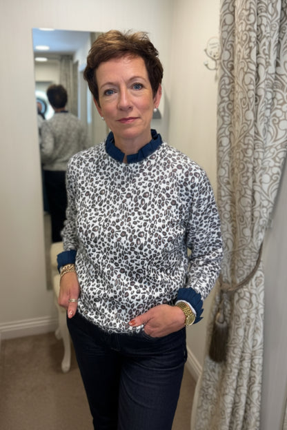 Navy Leopard Print knit