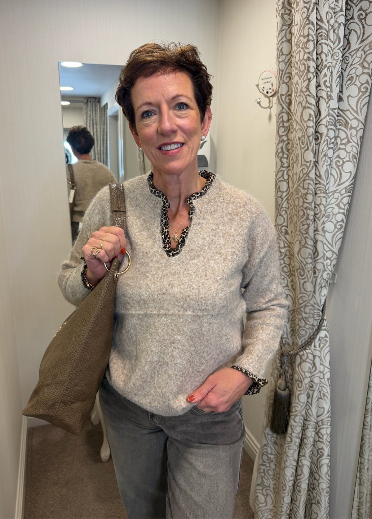 Ecru Leo Trim Sweater