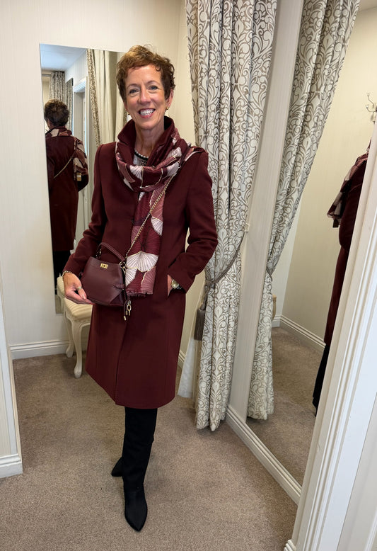 Christina Felix Wine Wool & Cashmere Long Coat