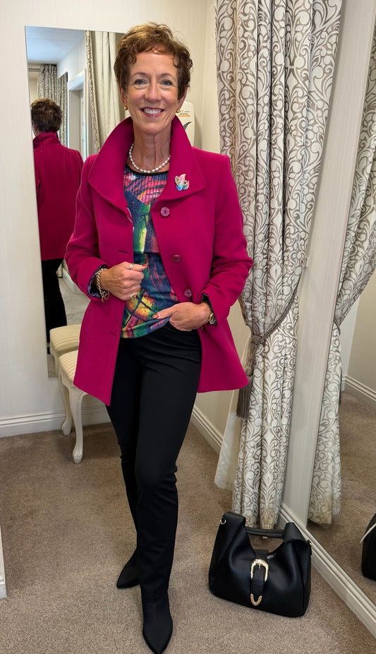 Christina Felix Cerise Wool Short Coat