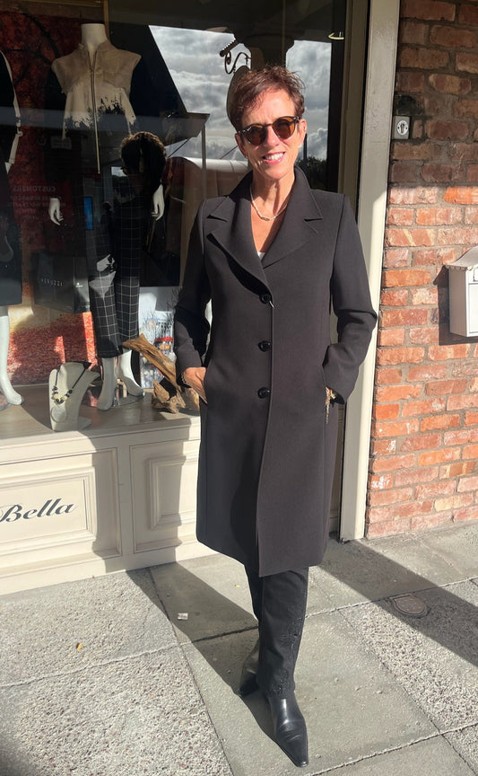 Christina Felix Black Wool & Cashmere 3/4 Length Coat