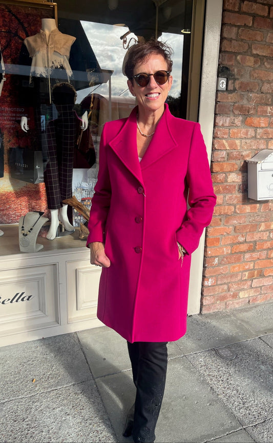Christina Felix Cerise Wool & Cashmere 3/4 Length Coat