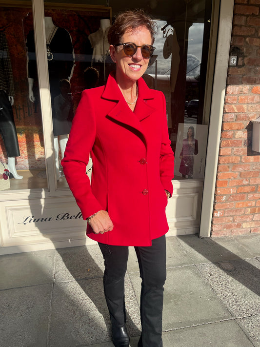 Christina Felix Red Wool Car Coat
