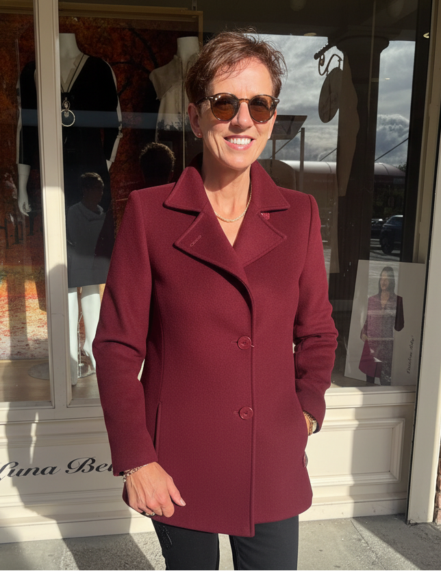 Christina Felix Wine Wool Short Coat