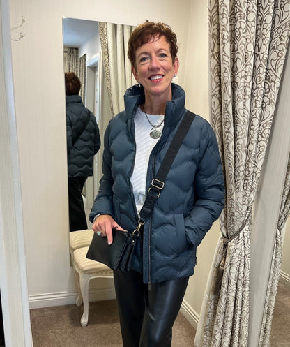 Petrol Blue Stand Collar Jacket