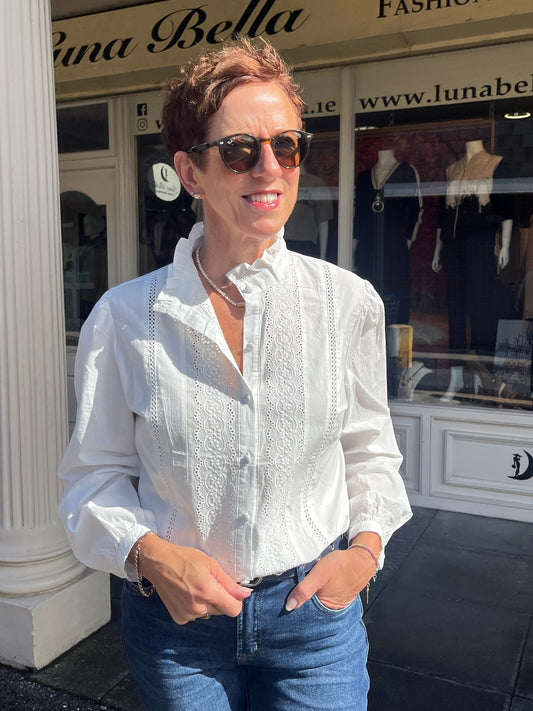 White Frill Blouse
