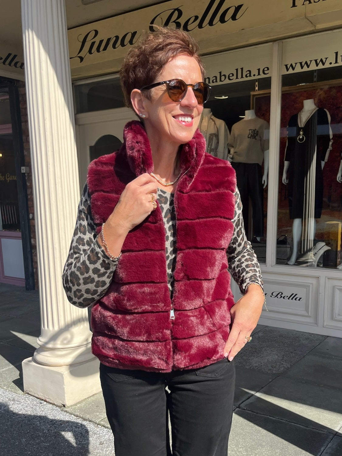 Bordeaux Faux Fur Gilet