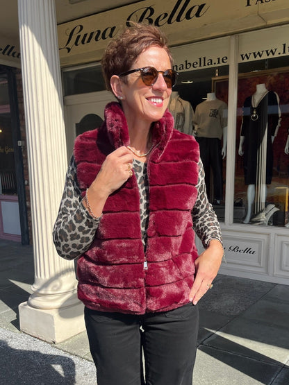 Bordeaux Faux Fur Gilet