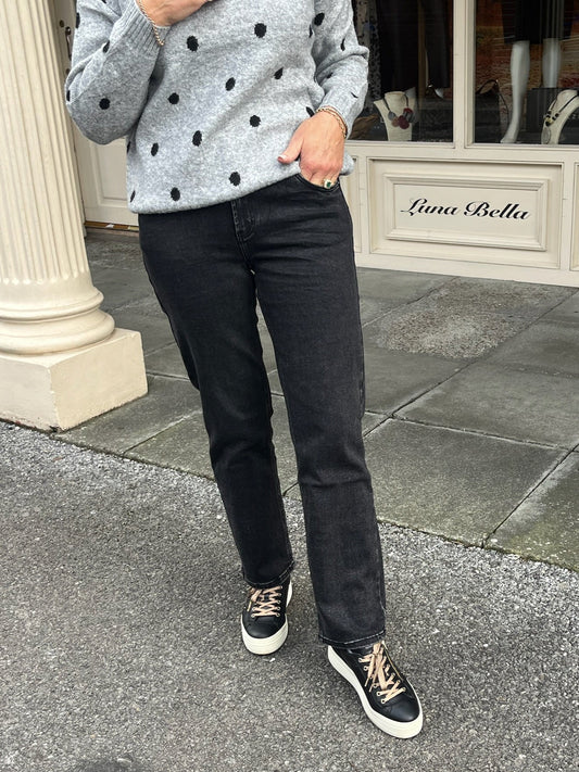 Black Denim Straight Fit Jeans