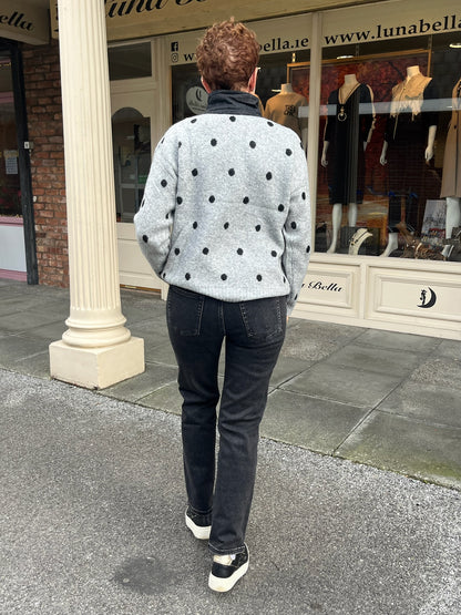 Grey Navy Polka Dot Jumper