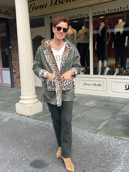 Reversible Leopard Print Olive Jacket