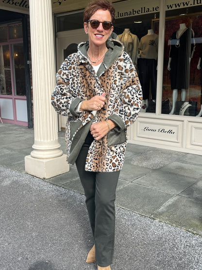 Reversible Leopard Print Olive Jacket