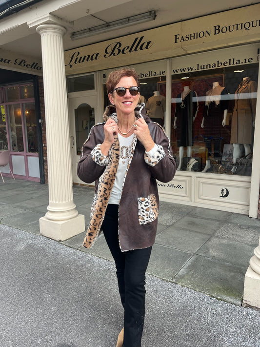 Reversible Leopard Print Brown Jacket